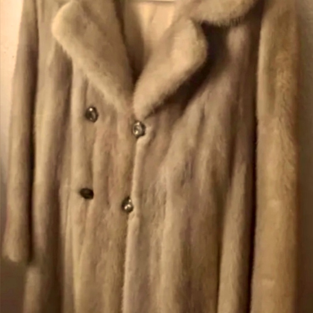 Vintage Ranch Mink Coat Champagne 1950’s 1960s Double Breasted satin Lined S 4 6 - Picture 2 of 6